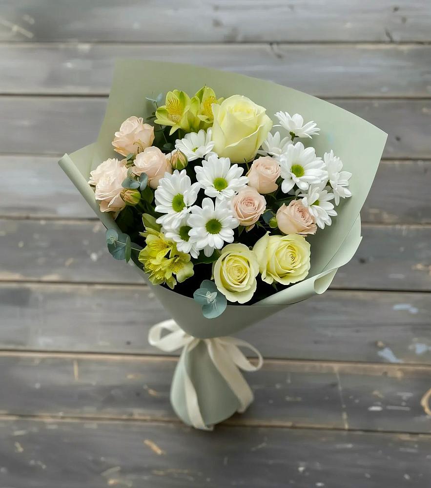 Букет цветов из: Альстромерии, Розы и Хризантемы в Ярцево