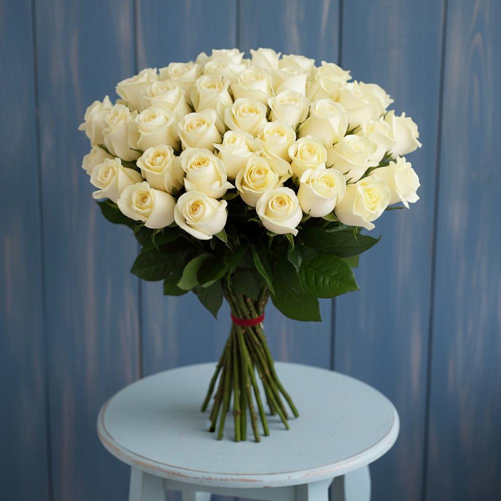 Букет 51 Белая роза Эдлесс Лав в Ярцево