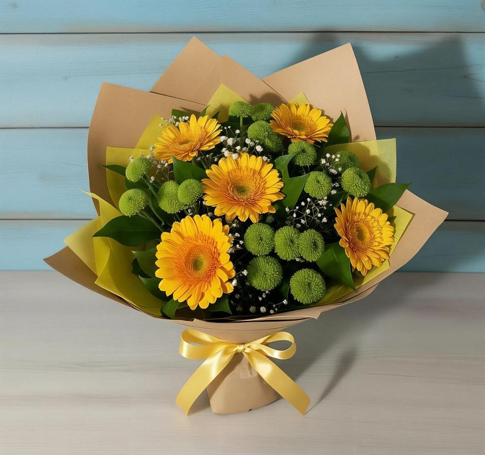 Букет цветов из: Герберы и Хризантемы в Ярцево