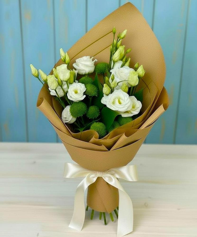 Букет цветов из: Хризантемы и Лизиантусы в Ярцево