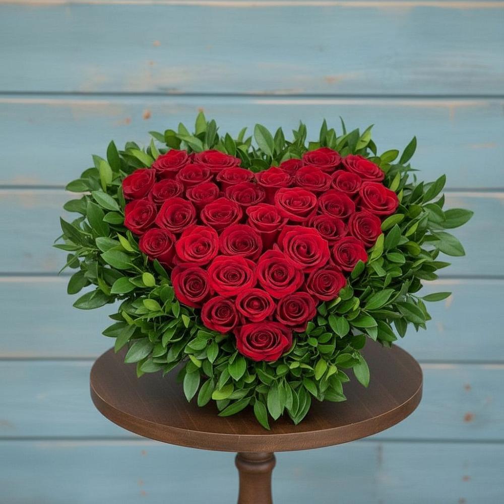 Цветочная композиция из Розы в виде сердца в Ярцево