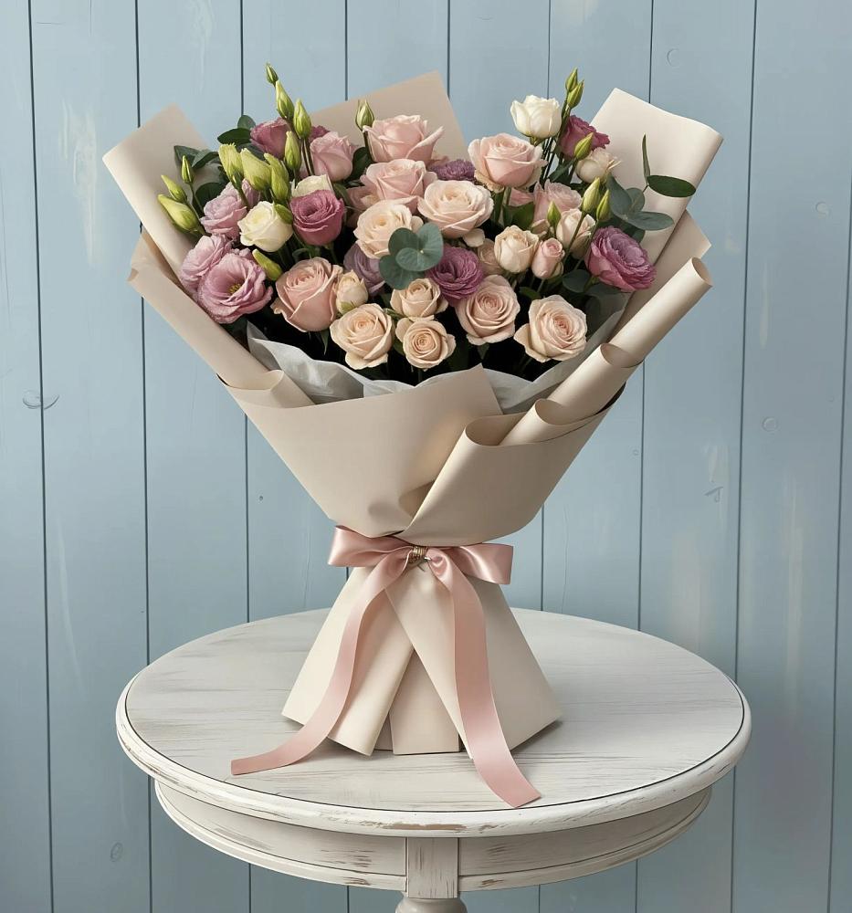 Букет цветов из: Розы и Лизиантусы в Ярцево