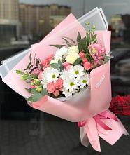 Букет цветов из:  Розы, Лизиантусы и Хризантемы в Ярцево